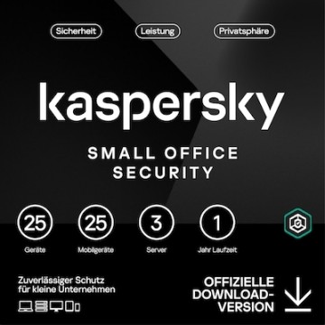 Kaspersky Small Office Security [25 Geräte - 1 Jahr] Base 25 Geräte + 25 Mobilgeräte + 3 Dateiserver - 1 Jahr