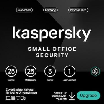 Kaspersky Small Office Security [25 Geräte - 1 Jahr] Renewal 25 Geräte + 25 Mobilgeräte + 3 Dateiserver - 1 Jahr