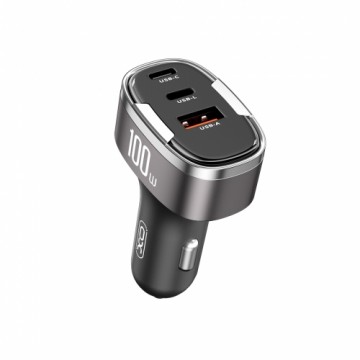 XO car charger CC61 PD QC 3.0 100W 1x USB 1x USB-C 1x Lightning gray