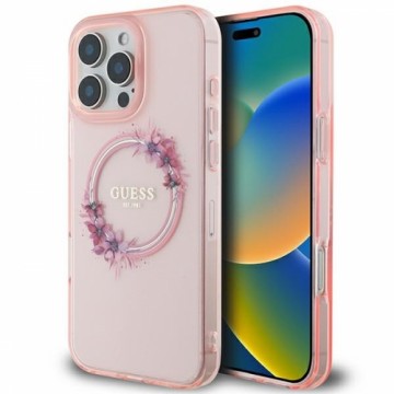 Guess GUHMP16XHFWFCP iPhone 16 Pro Max 6.9" różowy|pink hardcase IML Flowers Wreath MagSafe