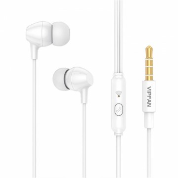 Wired in-ear headphones Vipfan M16, 3.5mm jack, 1m (white)