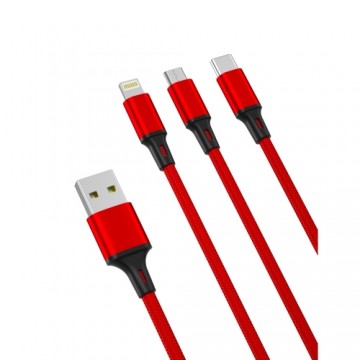 XO cable NB173 3in1 USB - Lightning + USB-C + microUSB 1,2 m 2,4A red