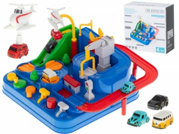 RoGer Toy Parking with obstacle course + 4 cars