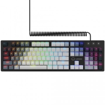 LORGAR Azar 514, Wired mechanical gaming keyboard, RGB backlight, 1680000 colour variations, 18 modes, keys number: 104, 50M clicks, linear dream switches, spring cable up to 3.4m, ABS plastic+metal, magnetic cover, 450*136*39mm, 1.17kg, white, EN layout