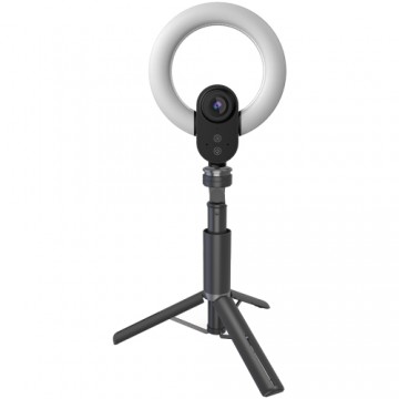 LORGAR Circulus 910, Streaming web camera, 5MP 2592X1944 max resolution, up to 60fps, 1/2.8", Sony STARVIS CMOS image sensor, full glass lens, 5.5'' built-in ring light (1700-14 000K), foldable tripod, auto focus, dual microphones with AI noise reduction,