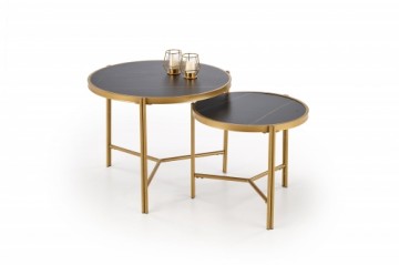 FATIMA  set of two coffee tables, black marble / gold