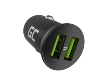 Green Cell GC CADM-GC-36AA - USB-Ladegeraet 36 W 2x USB-A schwarz Flashlight, GPS, Headphones, Mobile phone, Navigator, Other, Portable speaker, Power bank, Smartphone, Smartwatch, Tablet, Telephone, Universal Black Cigar lighter Fast charging Auto, Indoo