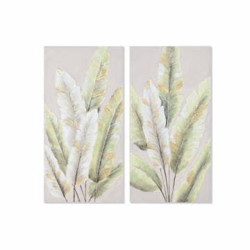 Painting Home ESPRIT Green Golden Canvas MDF Wood Palms Tropical 50 x 3 x 100 cm (2 Units)