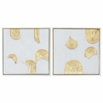 Painting Home ESPRIT White Golden polystyrene Canvas Modern 42 x 4 x 42 cm (2 Units)