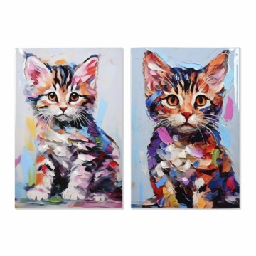 Painting Home ESPRIT Canvas MDF Wood Cat Urban Lacquered 40 x 1,8 x 60 cm (2 Units)