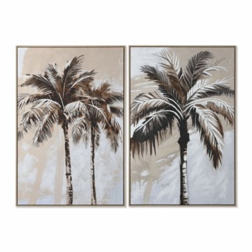 Painting Home ESPRIT Brown Beige Golden polystyrene Canvas Palms Tropical (2 Units)