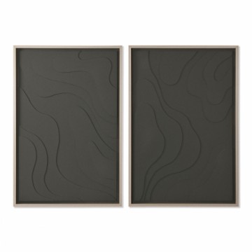 Painting Home ESPRIT Green Beige Dark grey polystyrene MDF Wood Abstract Scandinavian (2 Units)