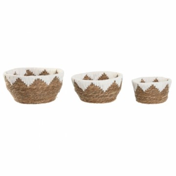 Centerpiece Home ESPRIT White Natural 30,5 x 30,5 x 14 cm (3 Pieces)