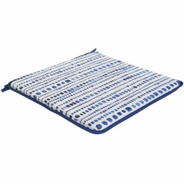 Chair cushion Home ESPRIT Blue White 38 x 38 x 2 cm