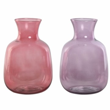 Vase Home ESPRIT Pink Lilac Crystal 19 x 19 x 36 cm (2 Units)