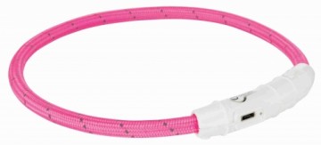 Atstarojoša kaklasiksna suņiem – Trixie Flash light ring USB, M–L: 45 cm/ø 7 mm, pink