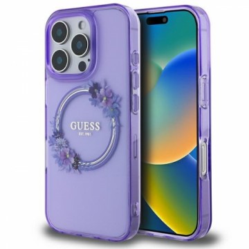 Guess GUHMP16XHFWFCU iPhone 16 Pro Max 6.9" fioletowy|purple hardcase IML Flowers Wreath MagSafe