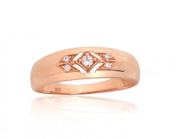 Gold ring #1101152(Au-R)_CZ, Red Gold 585°, Zirkons, Size: 19, 1.66 gr.