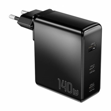 Wall charger, Essager, ECT2CA-MQB01-Z, 2xUSB-C, USB-A, 140W (black)