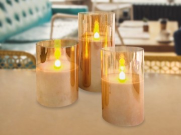 GoodBuy PR Decorative LED candles gilded glass, set of 3 pieces