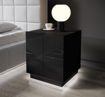 Halmar bedside cabinet REJA (set of 2) black gloss/black gloss