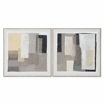 Painting Home ESPRIT Black Beige Abstract Urban 82 x 3,8 x 82 cm (2 Units)