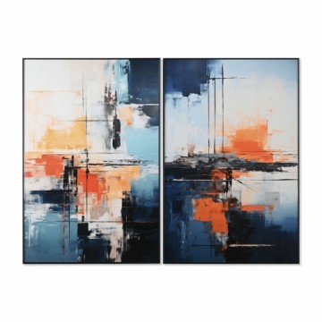 Painting Home ESPRIT Blue White Abstract Urban 80 x 3,5 x 120 cm (2 Units)