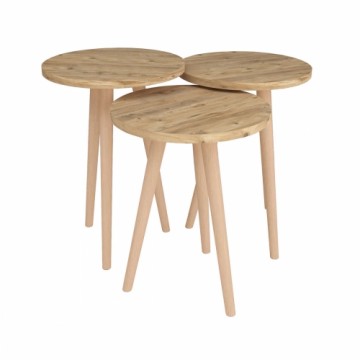 Set of 3 small tables Alexandra House Living Natural Oak Wood MDP 35 x 49 x 35 cm 35 x 45 x 35 cm 35 x 47 x 35 cm