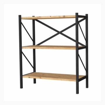 Bookshop Alexandra House Living Black Oak Metal Wood MDP 66 x 85 x 34 cm industrial 3 Shelves