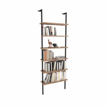 Bookshop Alexandra House Living Black Oak Metal Wood MDP 60 x 181 x 20 cm Staircase industrial 6 Shelves