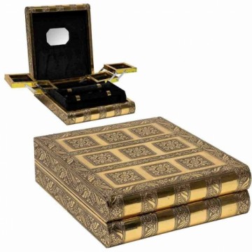 Jewelry box Alexandra House Living Golden Aluminium MDF Wood 15 x 7 x 30 cm