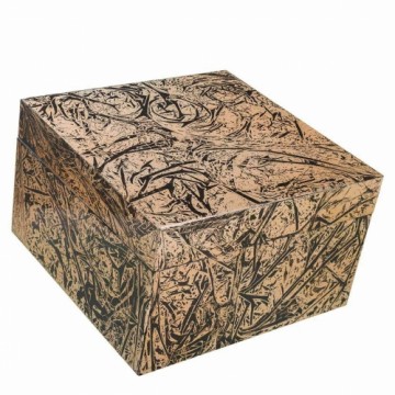 Decorative box Alexandra House Living Black Golden Ceramic MDF Wood 25 x 15 x 25 cm