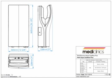 MEDICLINICS M14A Dualflow plus rankų džiovintuvas, Baltas