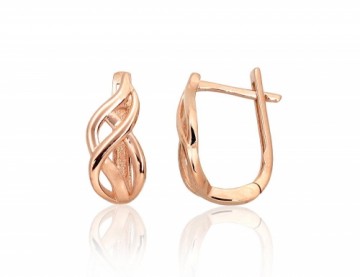 Gold earrings with 'english' lock #1201475(Au-R), Red Gold 585°, 1.73 gr.