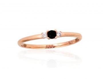 Gold ring #1101109(Au-R)_CZ+CZ-BK, Red Gold 585°, Zirkons, Size: 17.5, 0.77 gr.