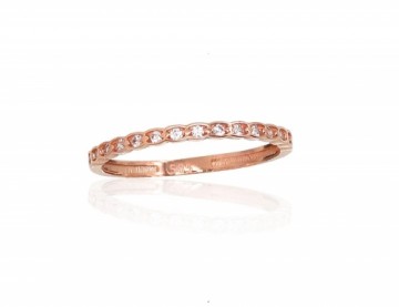 Gold ring #1100873(Au-R)_CZ, Red Gold 585°, Zirkons, Size: 17.5, 0.88 gr.