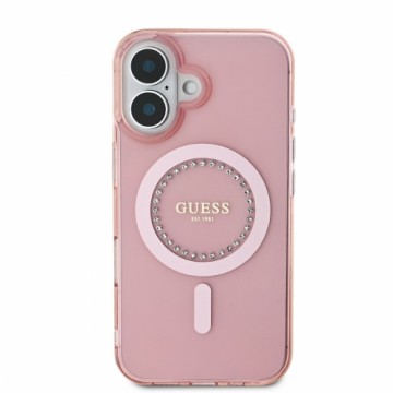 Guess GUHMP16SPFTDTEP iPhone 16 6.1" różowy|pink hardcase IML Rhinestones MagSafe