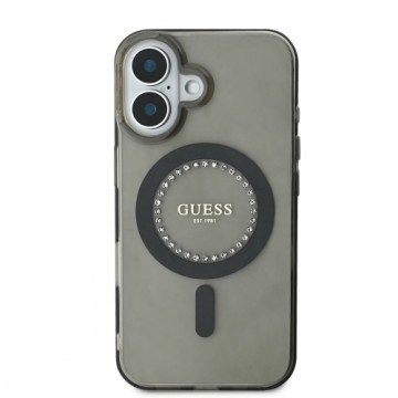 Guess GUHMP16SPFTDTEK iPhone 16 6.1" czarny|black hardcase IML Rhinestones MagSafe