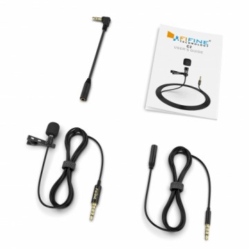 Fifine C2 lavalier microphone for blogs | podcasts | streams | phones | PC black