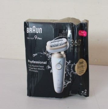 Braun   SALE OUT.  9-011 3D Silk-epil 9 Flex Epilator, White/Gold |  Epilator | 9-011 3D Silk-epil 9 Flex | Operating time (max) 50 min | Number of power levels 2 | Wet&Dry | White/Gold | DAMAGED PACKAGING