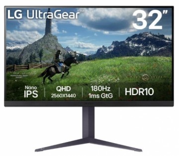 LCD Monitor|LG|31.5"|Panel IPS|2560x1440|16:9|180Hz|1 ms|Pivot|Height adjustable|Tilt|Colour Black|32GS85Q-B