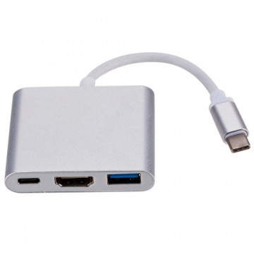 RoGer Multimedia Adapter Type-C to HDMI (4K @ 30Hz, 1080P @ 60Hz) + USB 3.0 Silver