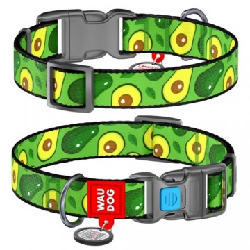 Collar WAUDOG Kakla siksna -neilona ar QR pasi, "Avocado", XL W 25mm, L 37 -58 cm