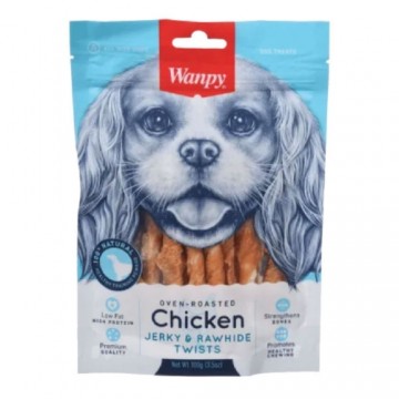 Wanpy Dogs CHICKEN JERKY & RAWHIDE TWISTS 100 g