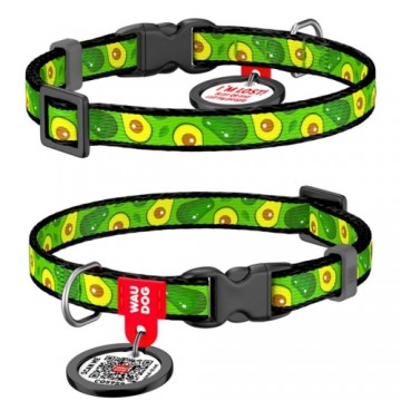 Collar WAUDOG Kakla siksna -neilona ar QR pasi, "Avocado", XS  W 10mm, L 20-30 cm