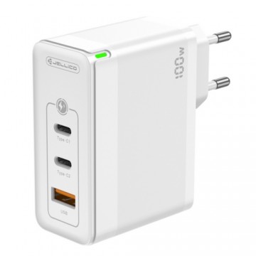 Jellico C118 GaN 100W PD Universāls Viedo ierīču telefona & poratīvā datora lādētājs 2x USB-C / USB Balts