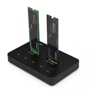 Extradigital SSD Dual Bays Docking Station M.2 NVME+SATA, USB-A, USB-C