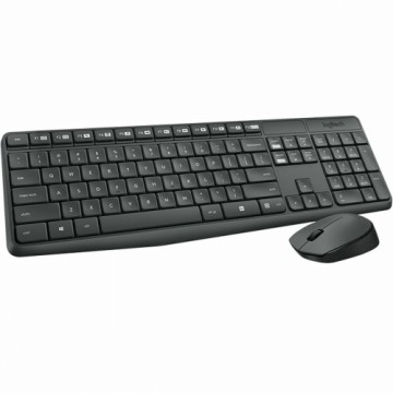 Клавиатура и беспроводная мышь Logitech MK235 Чёрный португальский