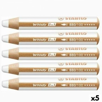 Colouring pencils Stabilo Woody White 3-in-1 5 Pieces (5 Units)