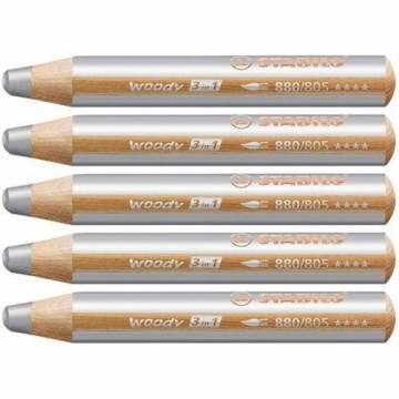 Colouring pencils Stabilo Woody Silver 3-in-1 (5 Units)